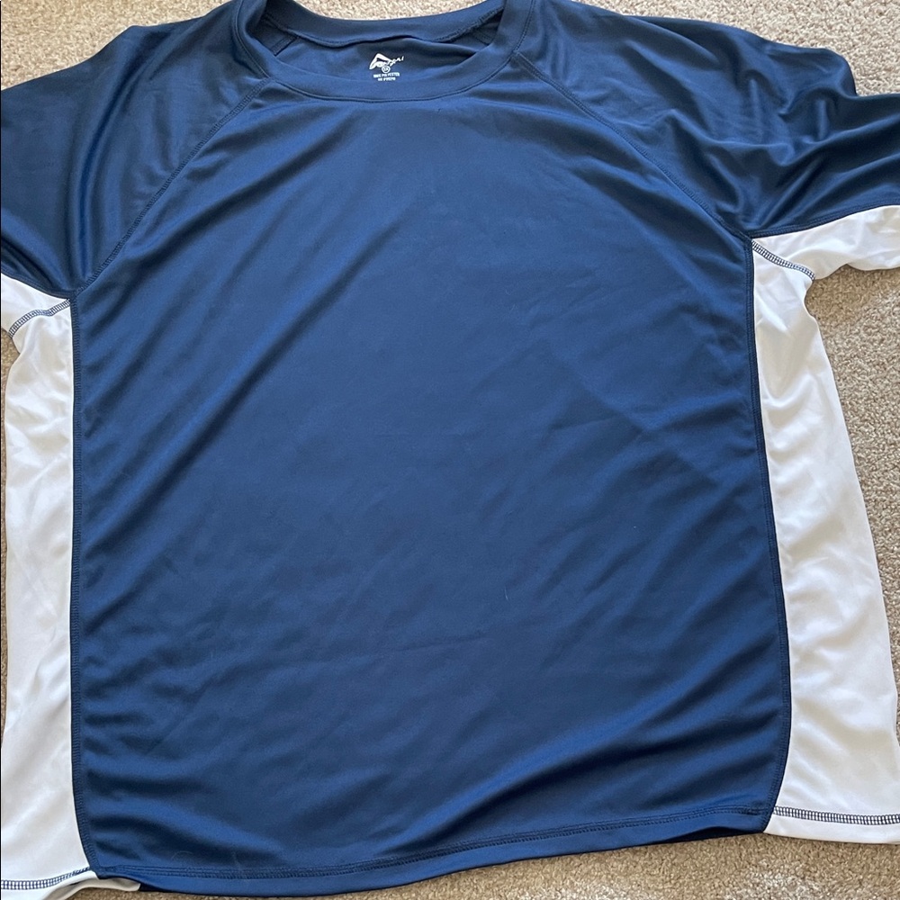 Men's Blue and White Athletic Shirt